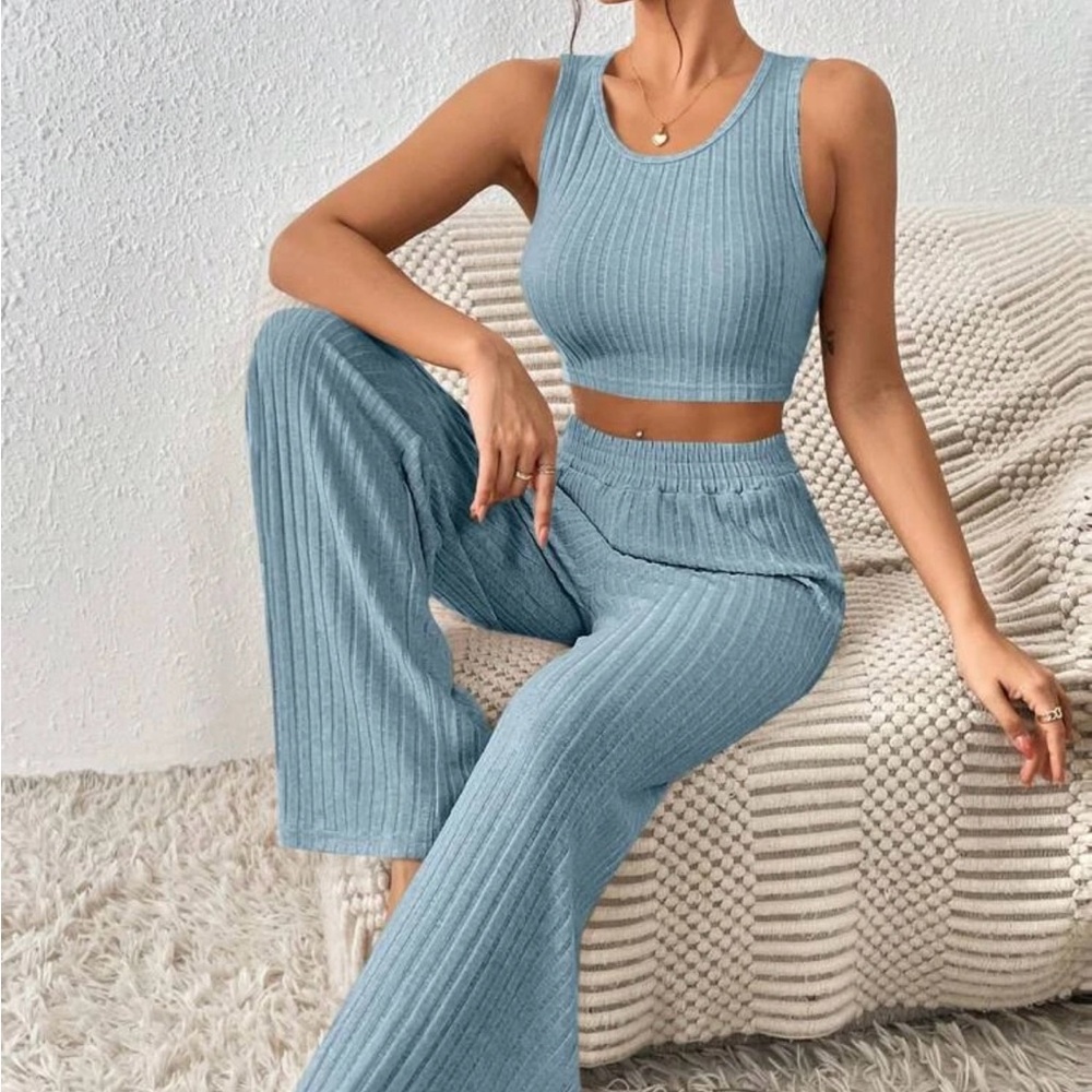 2pc Cozy Pants Set - Blue